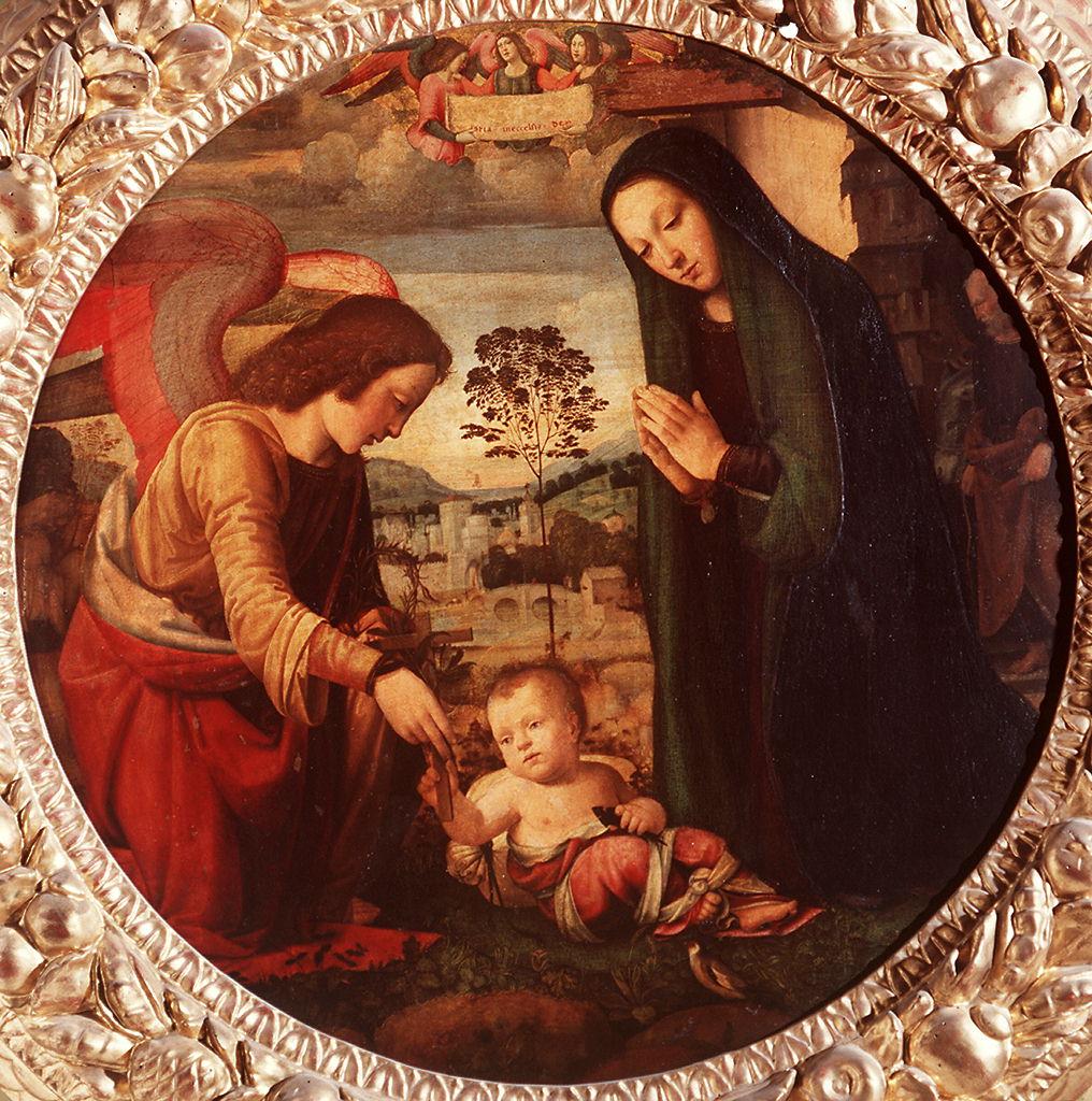 adorazione del Bambino (dipinto) di Albertinelli Mariotto (sec. XV)