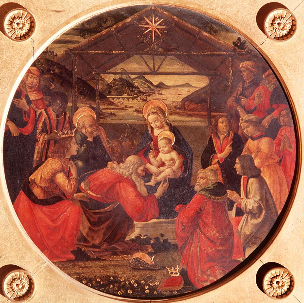 adorazione dei Re Magi (dipinto) di Maestro del Tondo della Borghese (fine sec. XV)