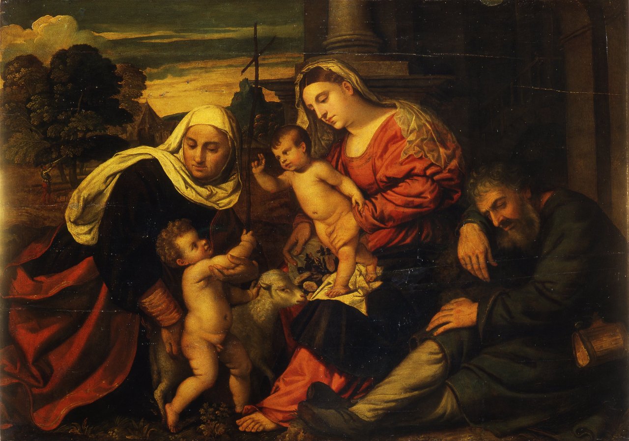 Sacra Famiglia con San Giovannino e Sant'Elisabetta (dipinto) - ambito veneto (metà sec. XVI)