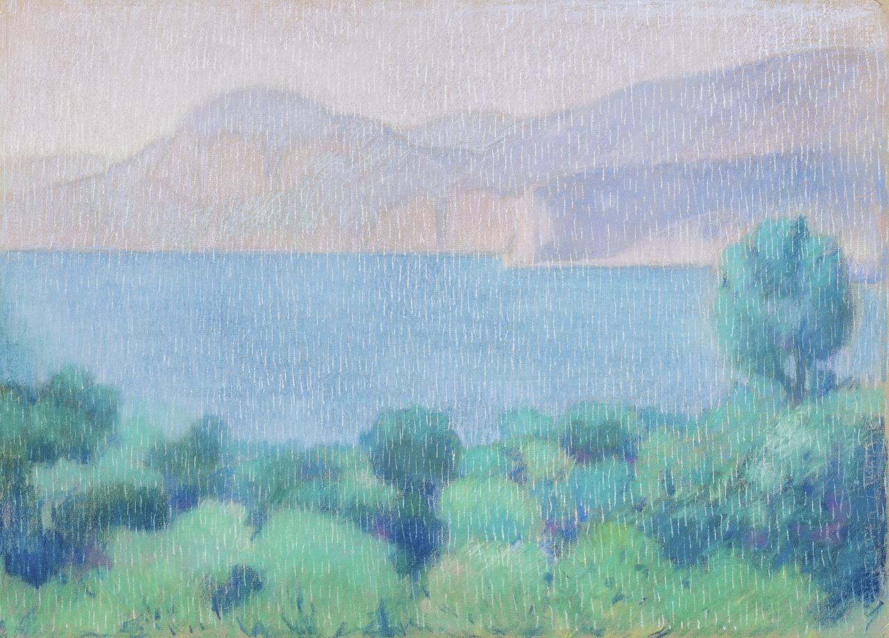 Marina di Dorgali, paesaggio marino (dipinto) di Mele Pietro - ambito italiano (sec. XX)