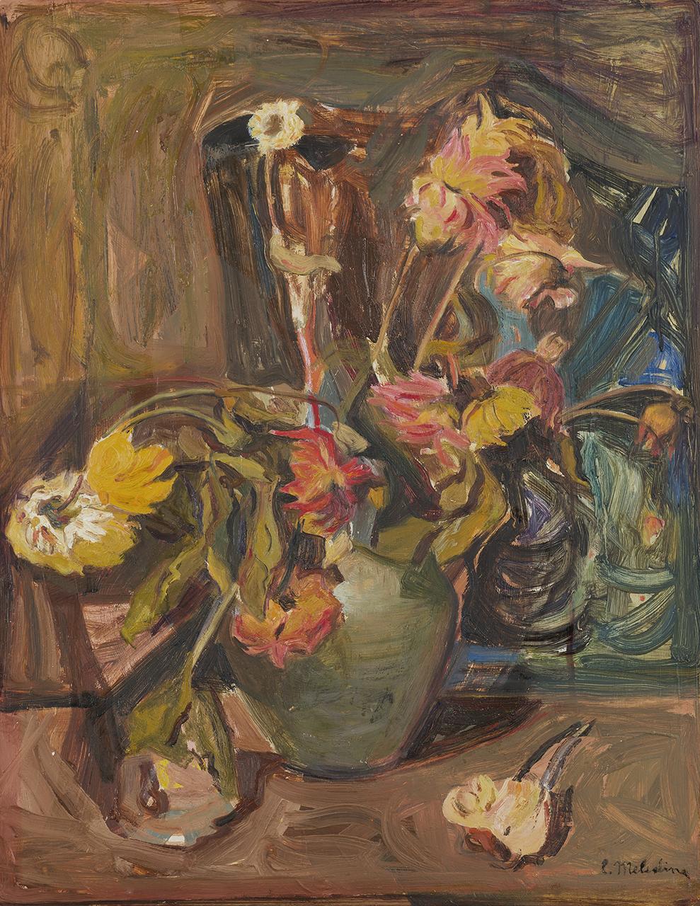 Fiori secchi, vaso con fiori (dipinto)