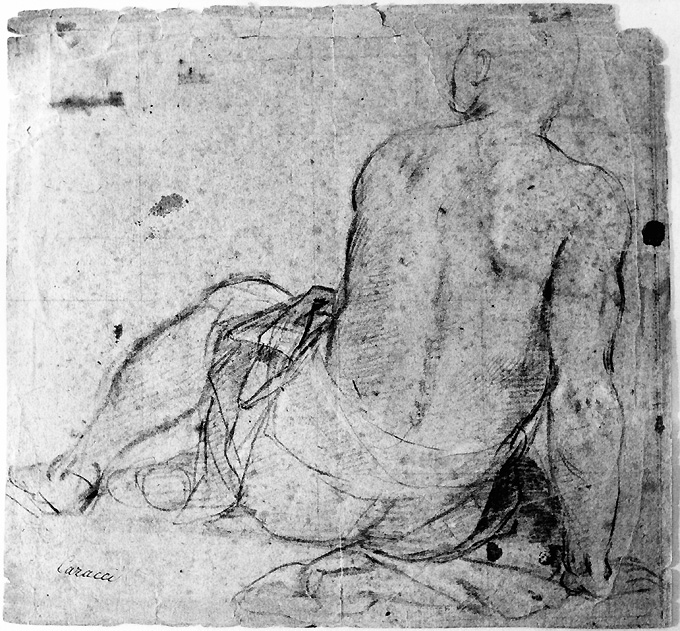 nudo di spalle (disegno) di Carracci Annibale (cerchia) (fine/ inizio secc. XVI/ XVII)