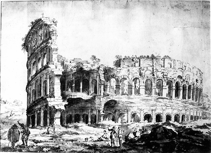 veduta del Colosseo (disegno) di De Marchis Alessio (secondo quarto sec. XVIII)