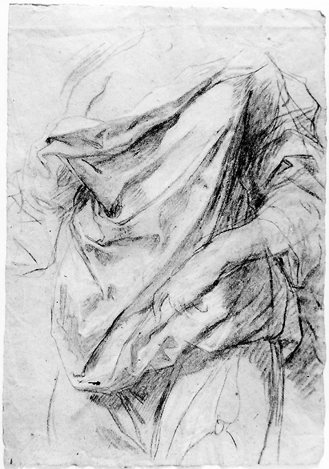studio di figura femminile panneggiata (disegno) di Angiolini Napoleone (metà sec. XIX)