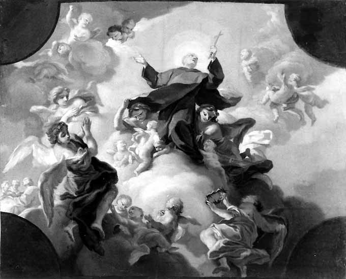 San Giovanni di Dio in Gloria (dipinto) di Diano Giacinto detto Pozzolano (cerchia) (sec. XVIII)