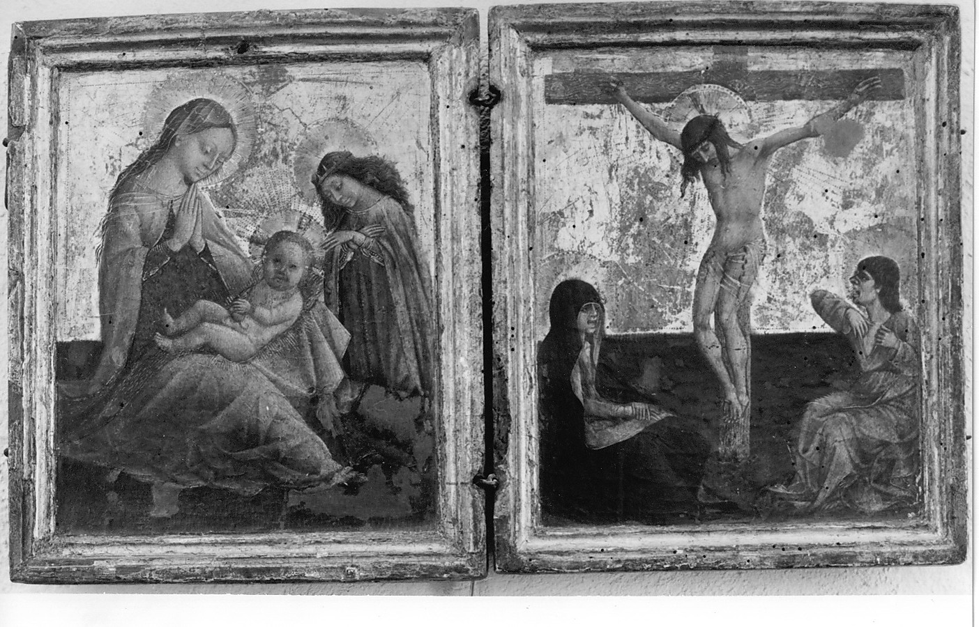 crocifissione di Cristo con la Madonna e San Giovanni Evangelista (dipinto, elemento d'insieme) di De Litio Andrea (attribuito) (sec. XV)