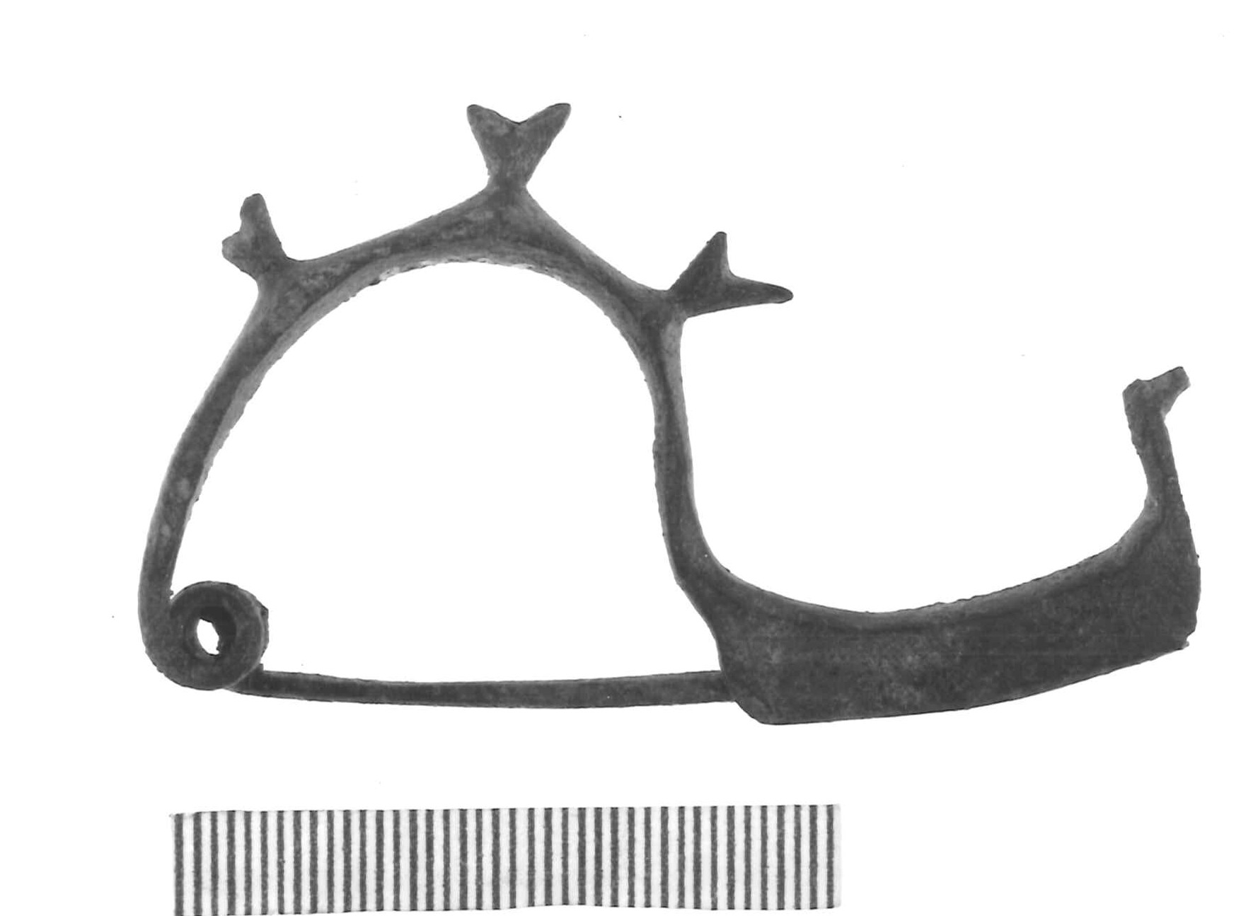 fibula con arco a tre uccellini - Piceno IV A (sec. VI a.C)