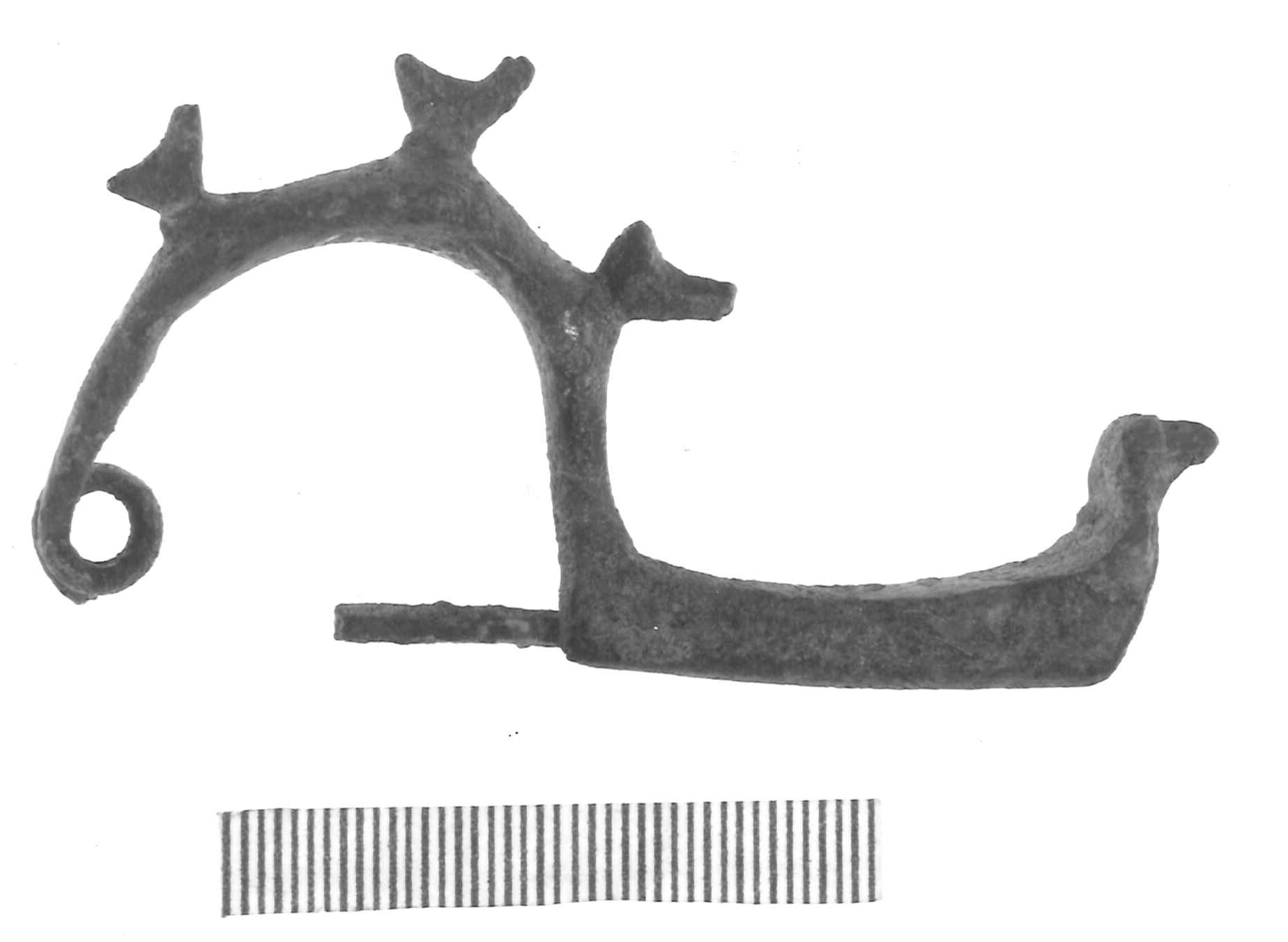fibula con arco a tre uccellini - Piceno IV A (sec. VI a.C)