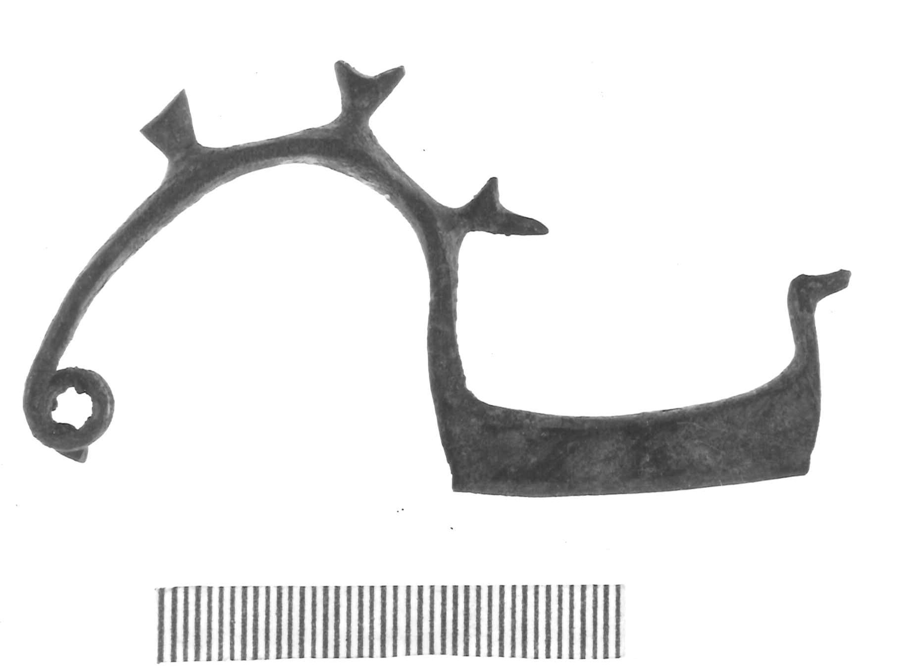 fibula con arco a tre uccellini - Piceno IV A (sec. VI a.C)