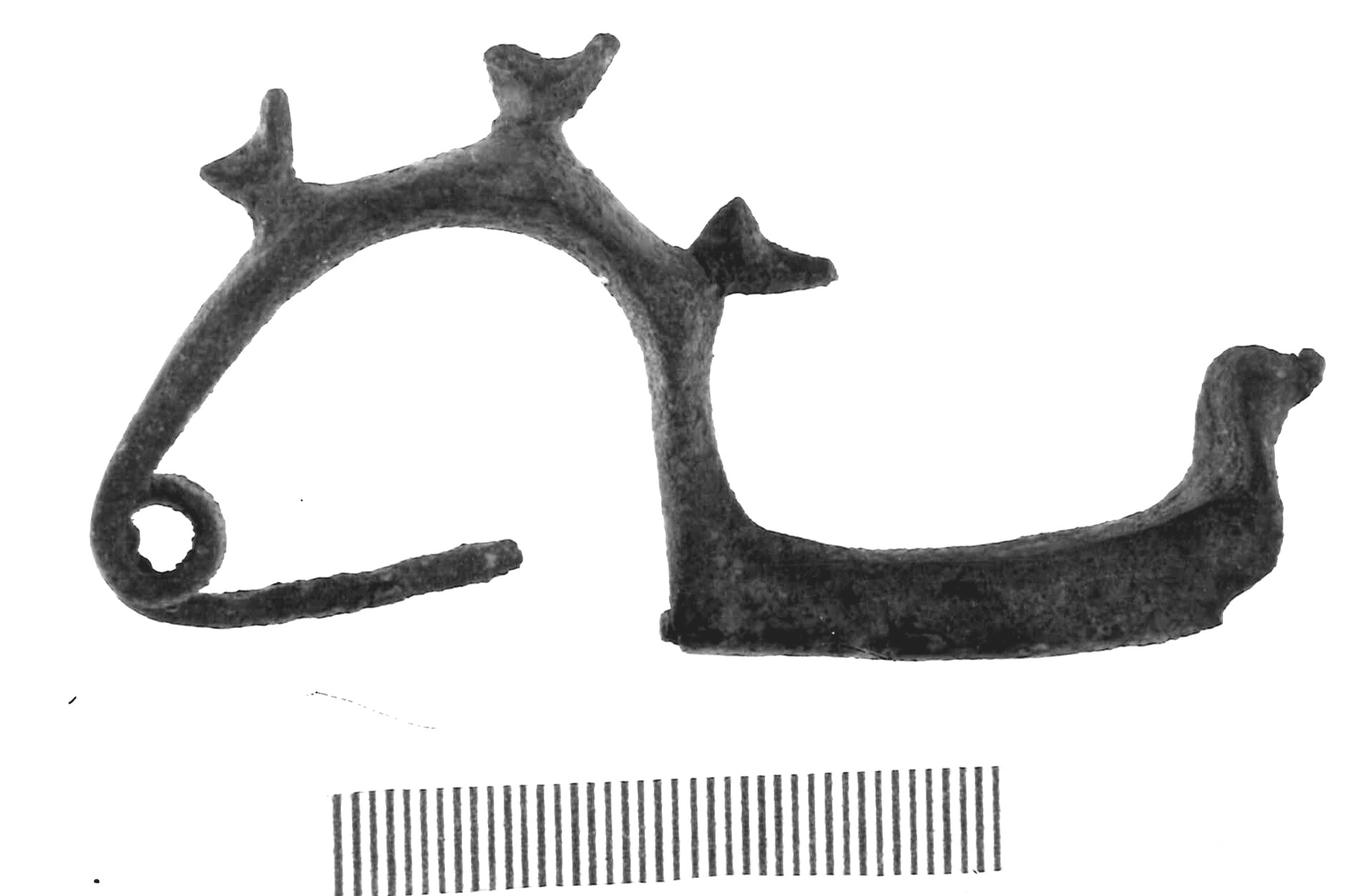 fibula con arco a tre uccellini - Piceno IV A (sec. VI a.C)