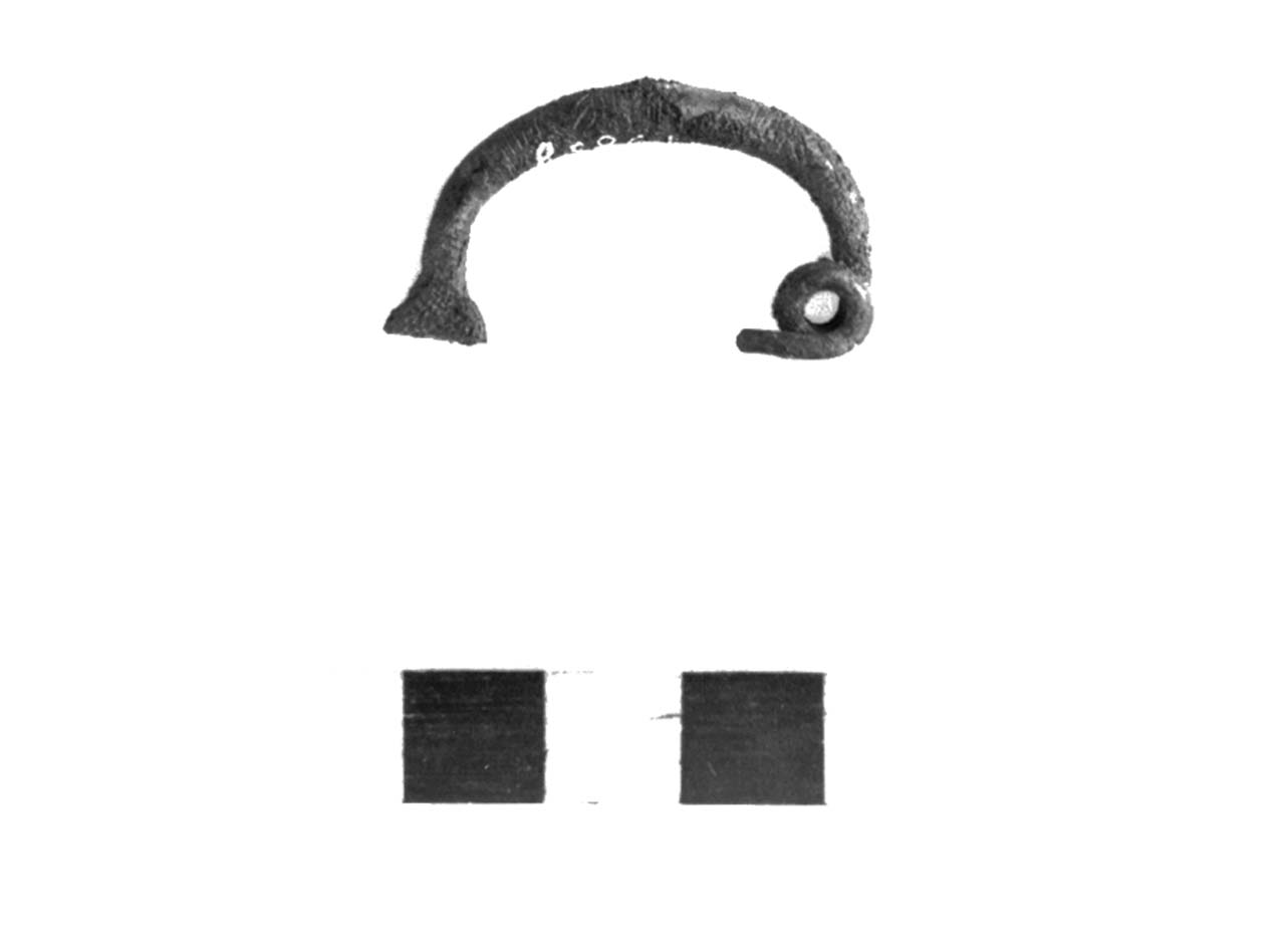 fibula ad arco ingrossato - civiltà villanoviana-fase II (prima metà sec. VIII a.C)
