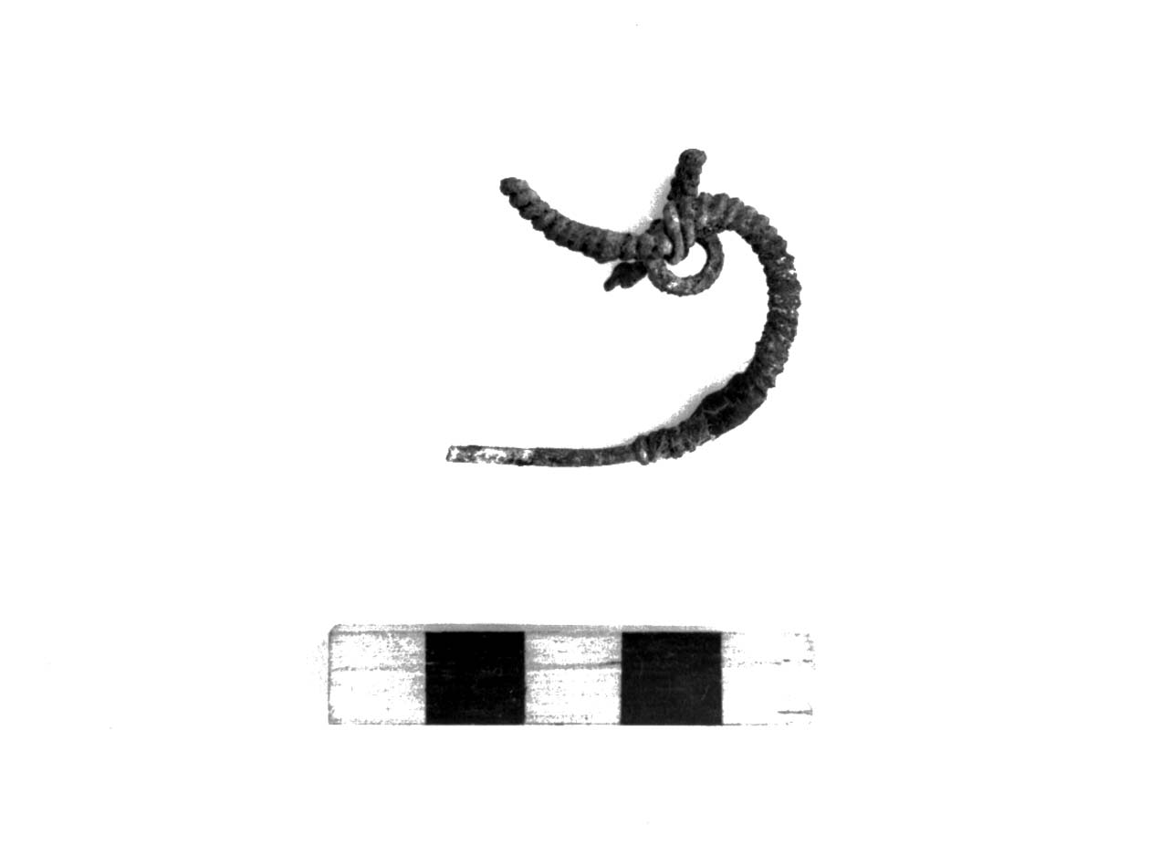 fibula ad arco serpeggiante - civiltà villanoviana-fase II (prima metà sec. VIII a.C)