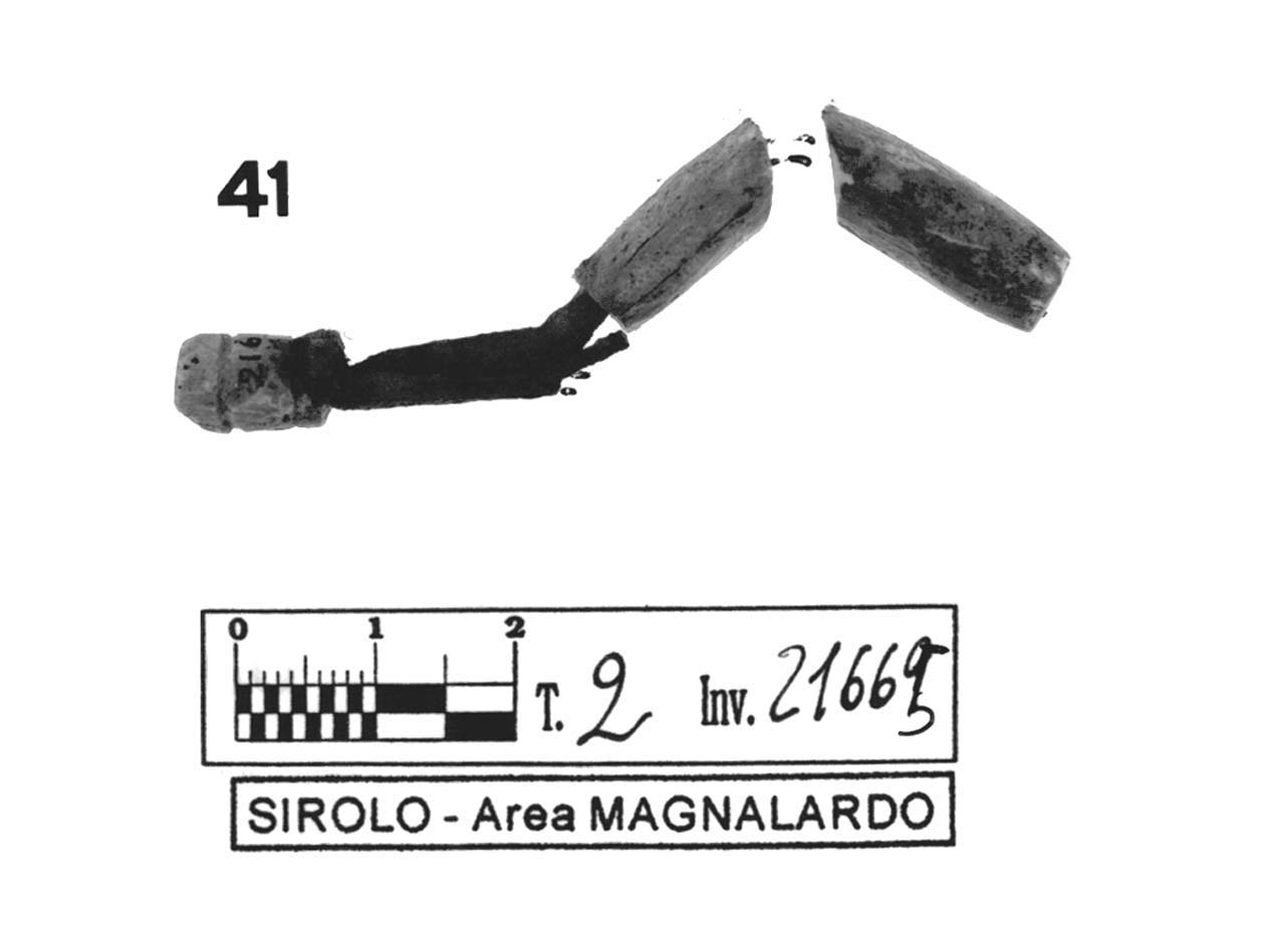 fibula con arco rivestito - fase Piceno IV B (fine/ inizio secc. VI-V a.C)
