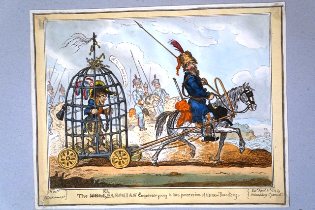 L'infernale elbano Barone Imperatore che va a prendere possesso del suo nuovo territorio, Napoleone (stampa) di Cruikshank George, Humphrey G (sec.SBAAAS_PI_dig_06076X)