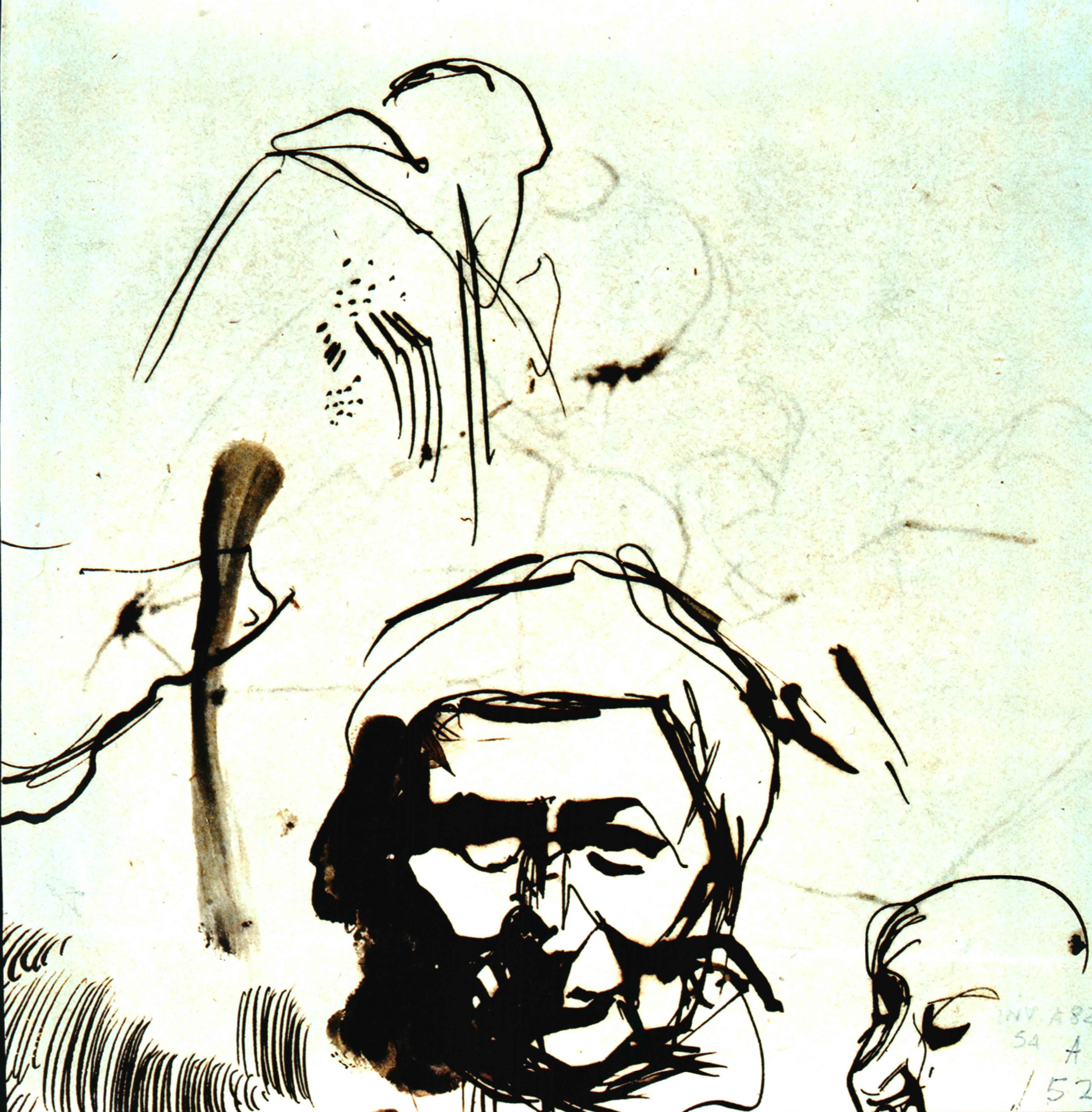 Studi con testa della madre (verso), testa di donna (disegno, opera isolata) di Boccioni Umberto (prima metà Sec. XX)