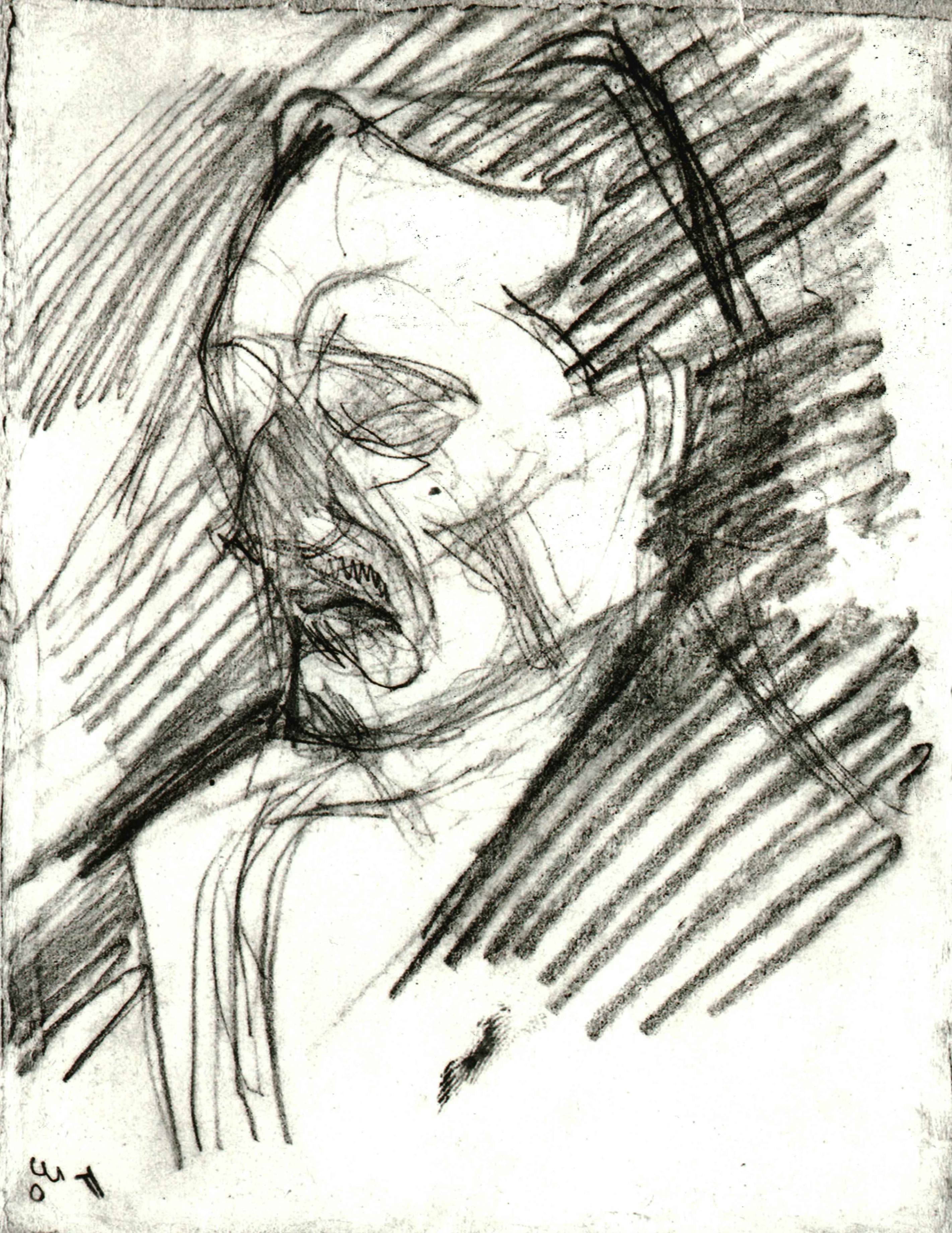 Ritratto di uomo (verso), ritratto di uomo (disegno, opera isolata) di Boccioni Umberto (primo quarto sec. XX)