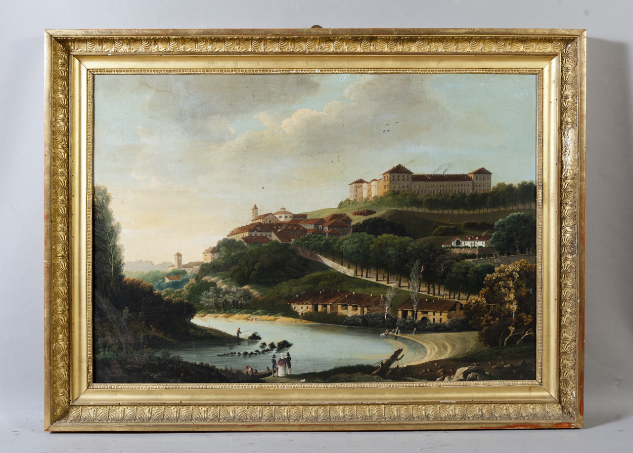 veduta di Moncalieri (dipinto, opera isolata) di Migliara Giovanni (secondo quarto sec. XIX)