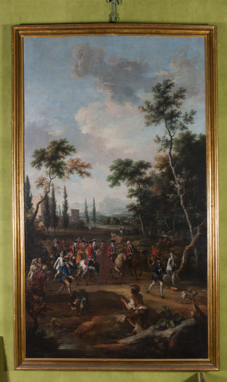 La partenza della corte per la caccia, Vittorio Amedeo III di Savoia parte per la caccia (dipinto, opera isolata) di Cignaroli Vittorio Amedeo (terzo quarto sec. XVIII)