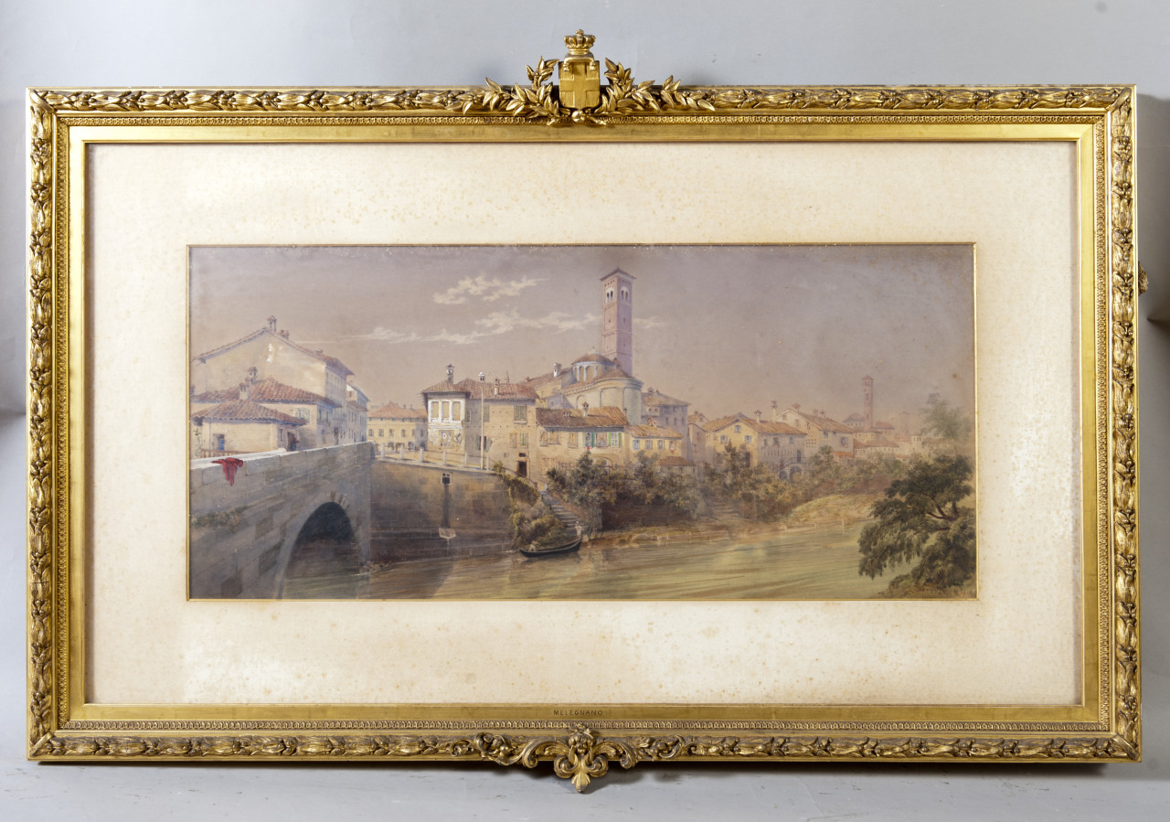 Melegnano, veduta di Melegnano (disegno) di Cook Henry Richard (metà sec. XIX)