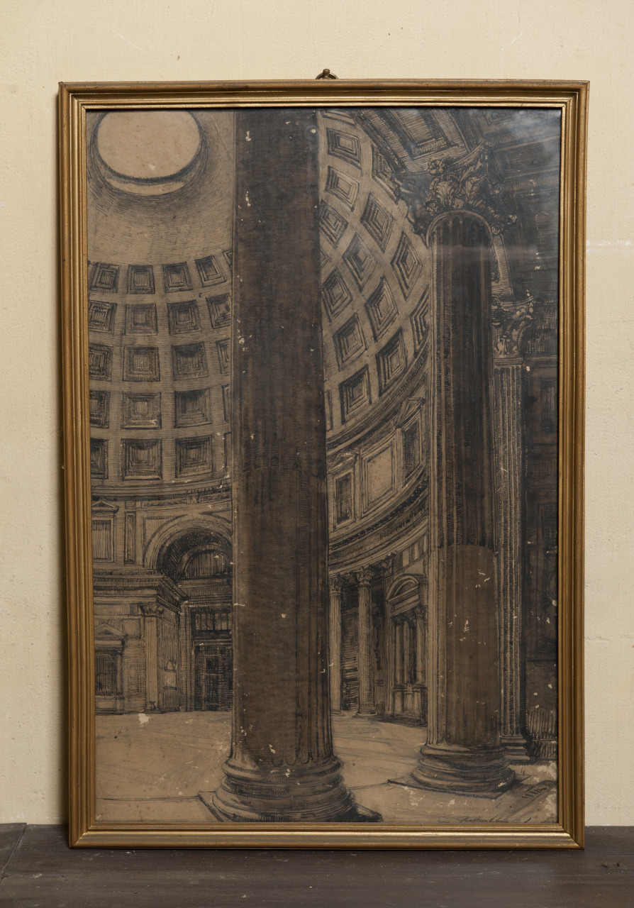 interno del Pantheon (disegno) di Japuano Agrippa (primo quarto sec. XX)