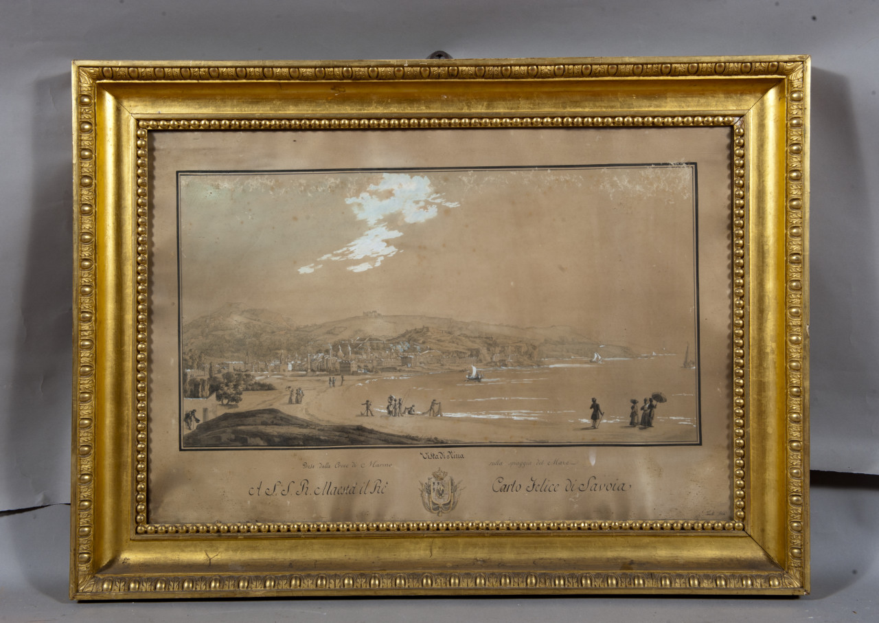 Vista di Nizza, veduta di Nizza (acquerello) di Toselli Giuseppe (sec. XIX)