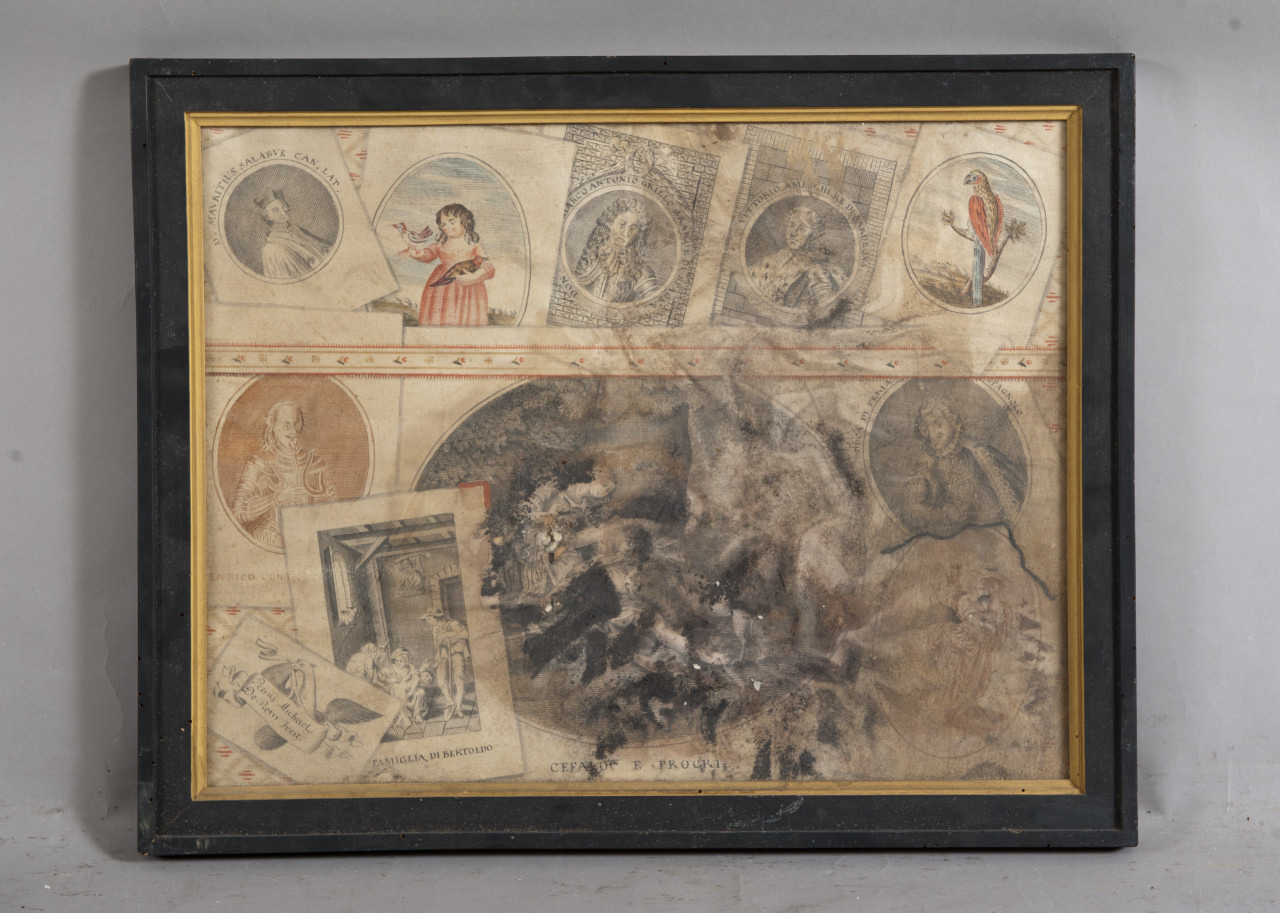 trompe l'oeil con medaglioni con personaggi e soggetti diversi (disegno) di Pietri Pietro Michele de (fine/ inizio secc. XVIII - XIX)