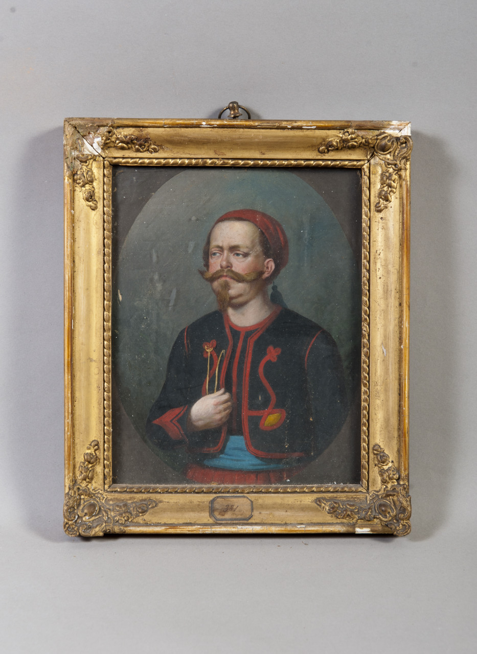 ritratto di Vittorio Emanuele II di Savoia vestito alla zuava (dipinto, opera isolata) - ambito italiano (metà sec. XIX)