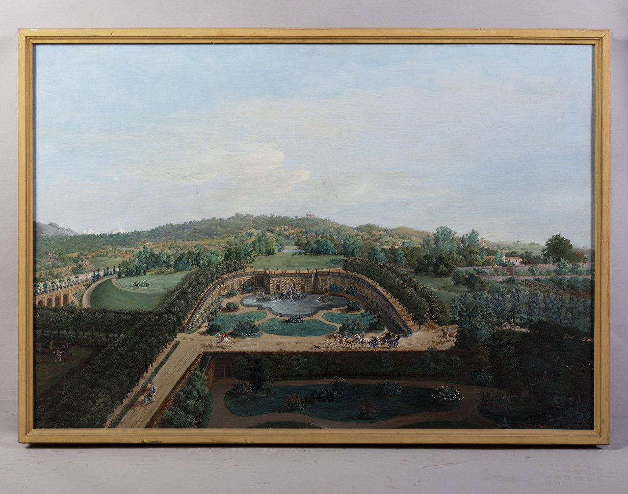 veduta del parco di Agliè dal castello (dipinto, opera isolata) di Lombardi Virginia (metà sec. XIX)