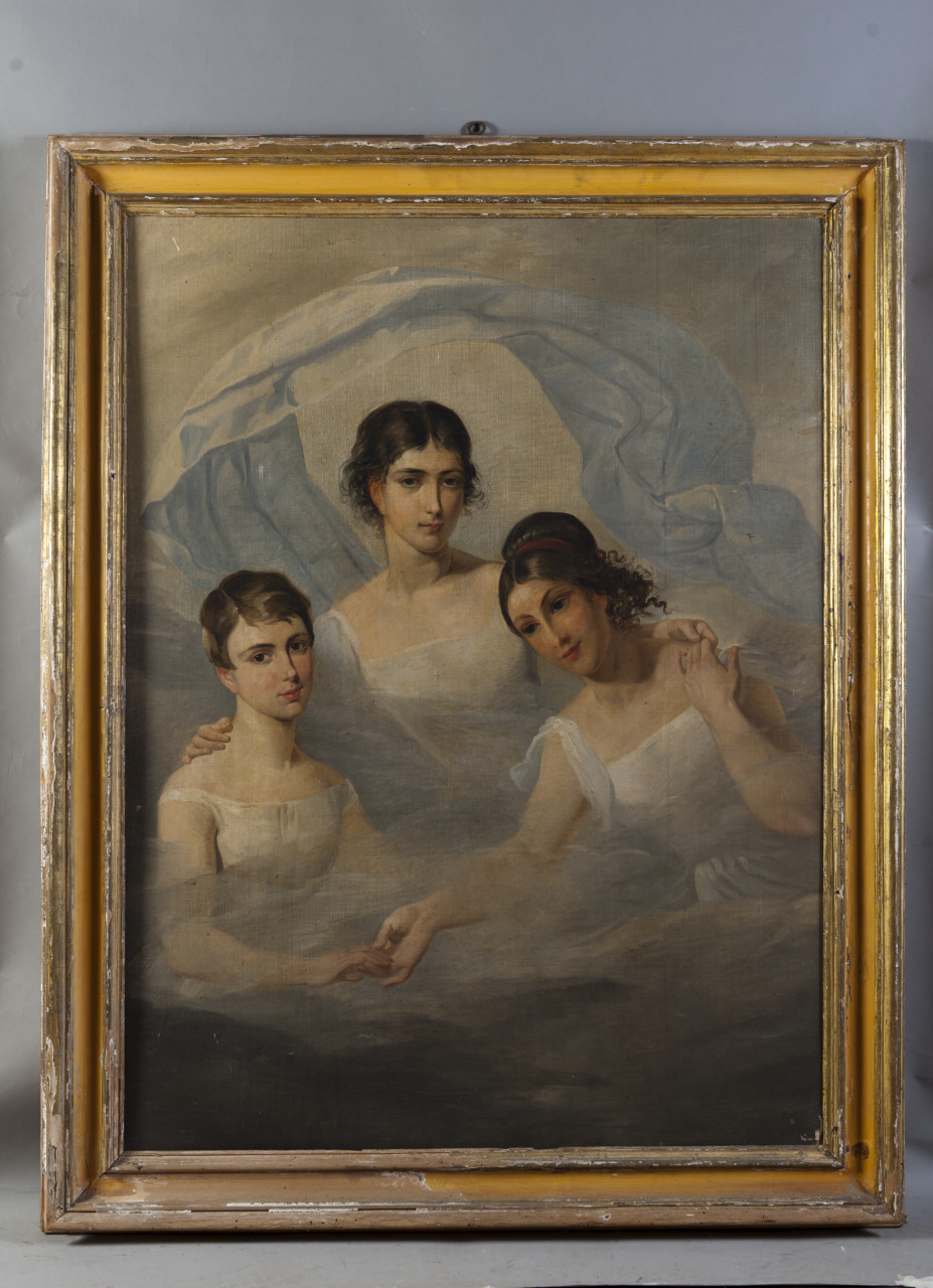 tre giovinette (dipinto, opera isolata) - ambito italiano (metà/ inizio secc. XIX - XX)
