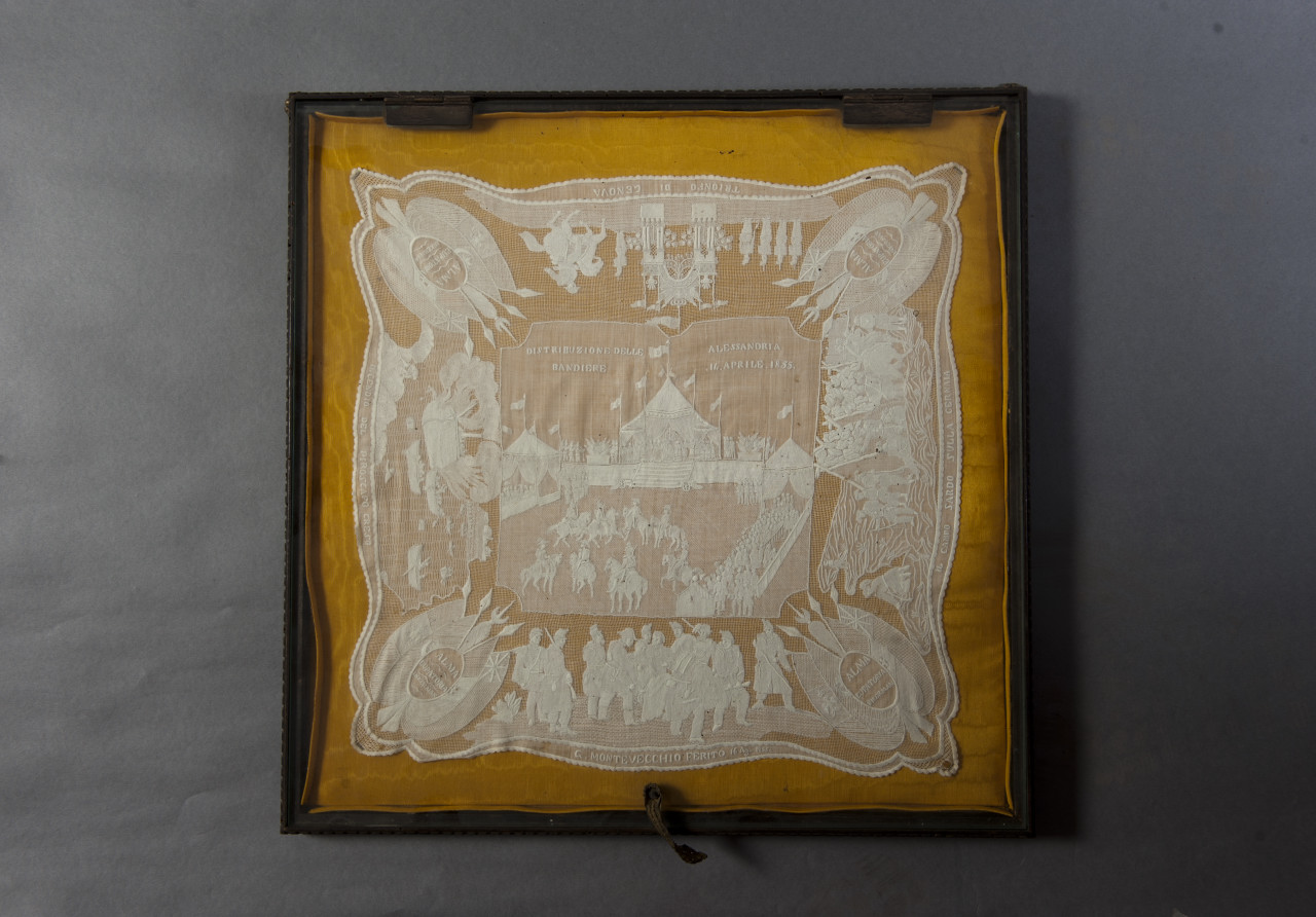 distribuzione delle bandiere (fazzoletto, opera isolata) - ambito piemontese (metà sec. XIX)