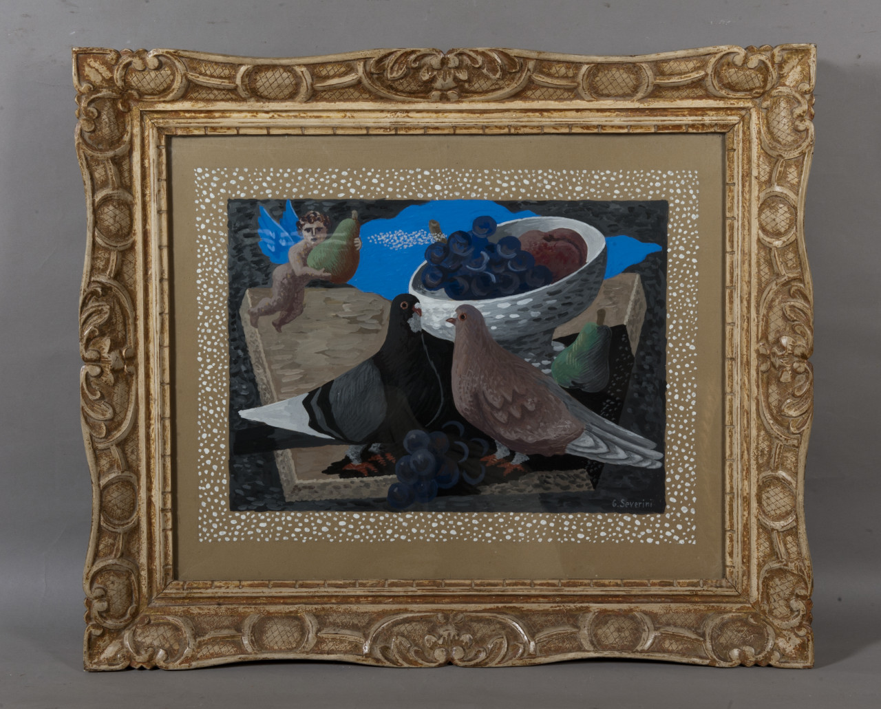 natura morta con piccioni (disegno) di Severini Gino (secondo quarto sec. XX)