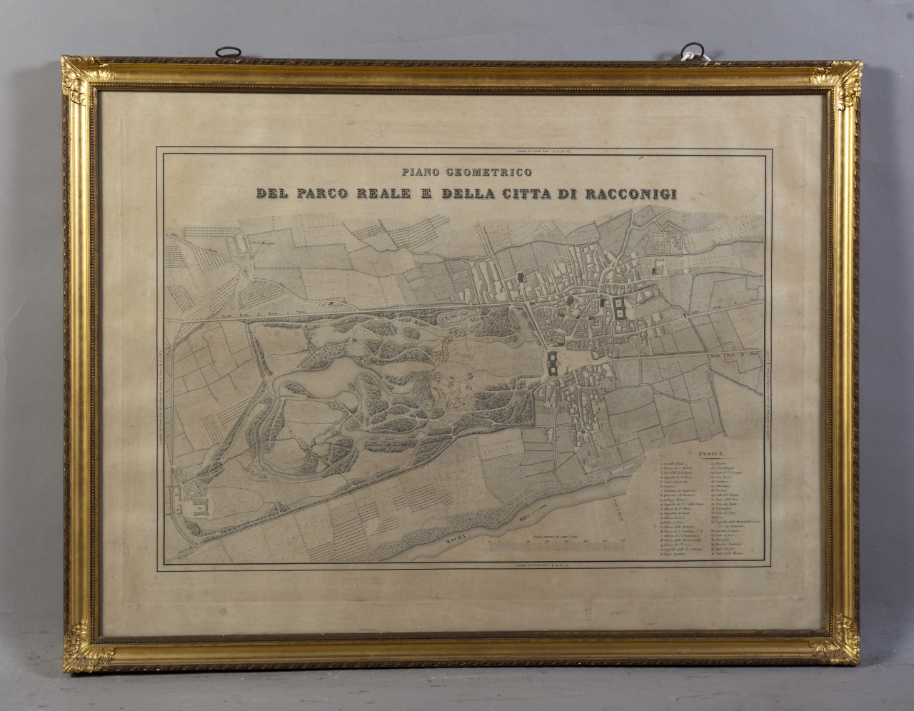 Piano geometrico del Parco Reale e della città di Racconigi, pianta del Parco Reale e di Racconigi (stampa) - ambito piemontese (sec. XIX)