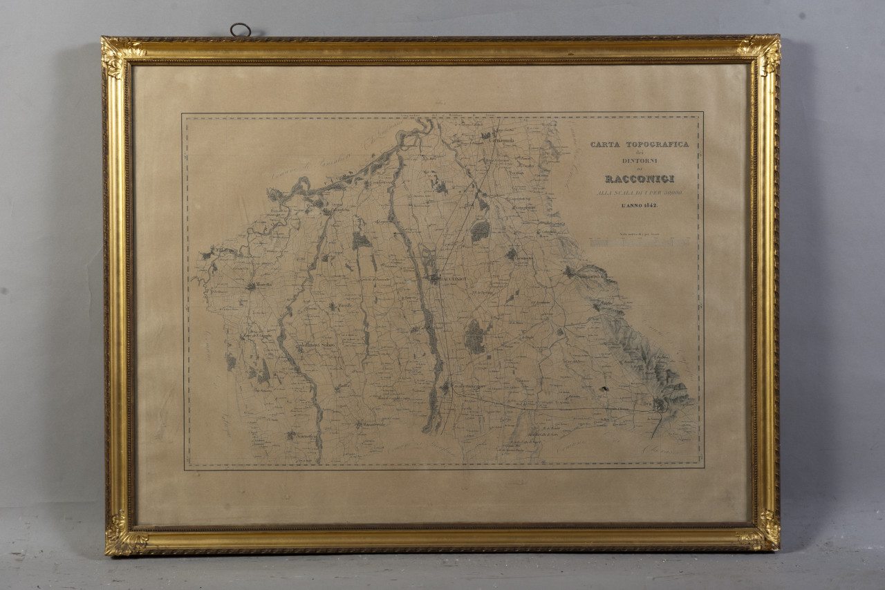 Carta topografica dei dintorni di Racconigi, dintorni di Racconigi (stampa) - ambito piemontese (sec. XIX)
