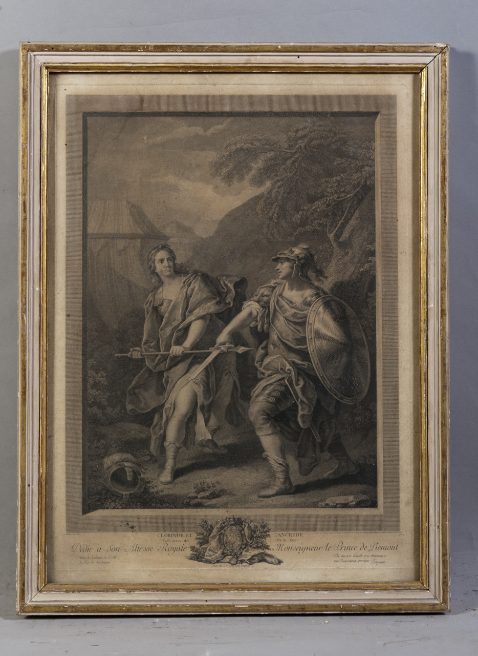 Clorinde et Tancrede, combattimento di Tancredi e Clorinda (stampa) di Vanloo Charles-André, Porporati Carlo Antonio (sec. XVIII)