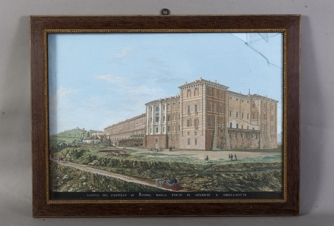 Veduta del Castello di Rivoli (disegno, opera isolata) - ambito piemontese (XIX)