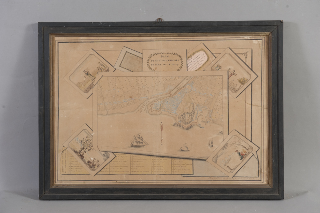 Pianta della città, dei dintorni e del porto di Nizza (disegno, opera isolata) - ambito piemontese (XIX)