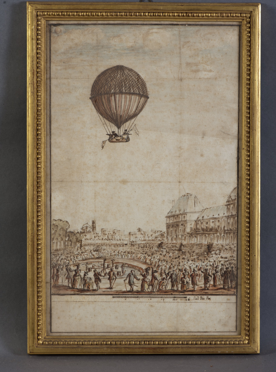 Mongolfiera (disegno, opera isolata) - ambito piemontese (XIX)