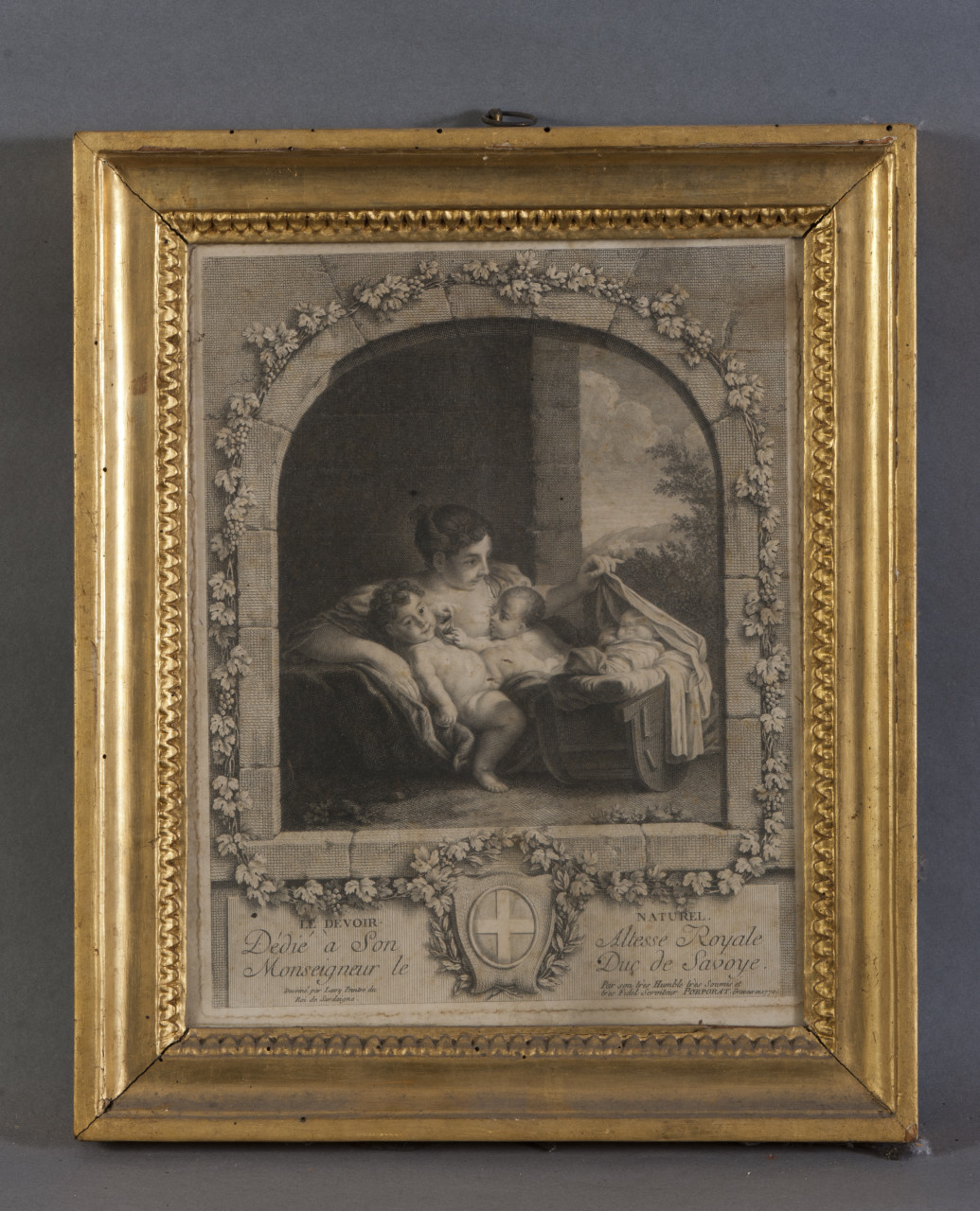 Le devoir naturel, Allegoria del dovere materno (stampa) - ambito piemontese (sec. XVIII)