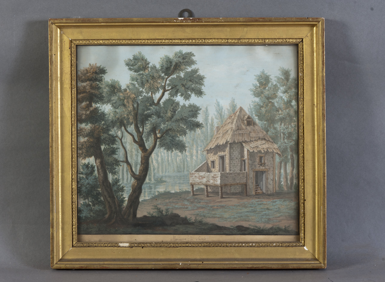 Paesaggio fluviale (disegno, opera isolata) - ambito piemontese (XIX)