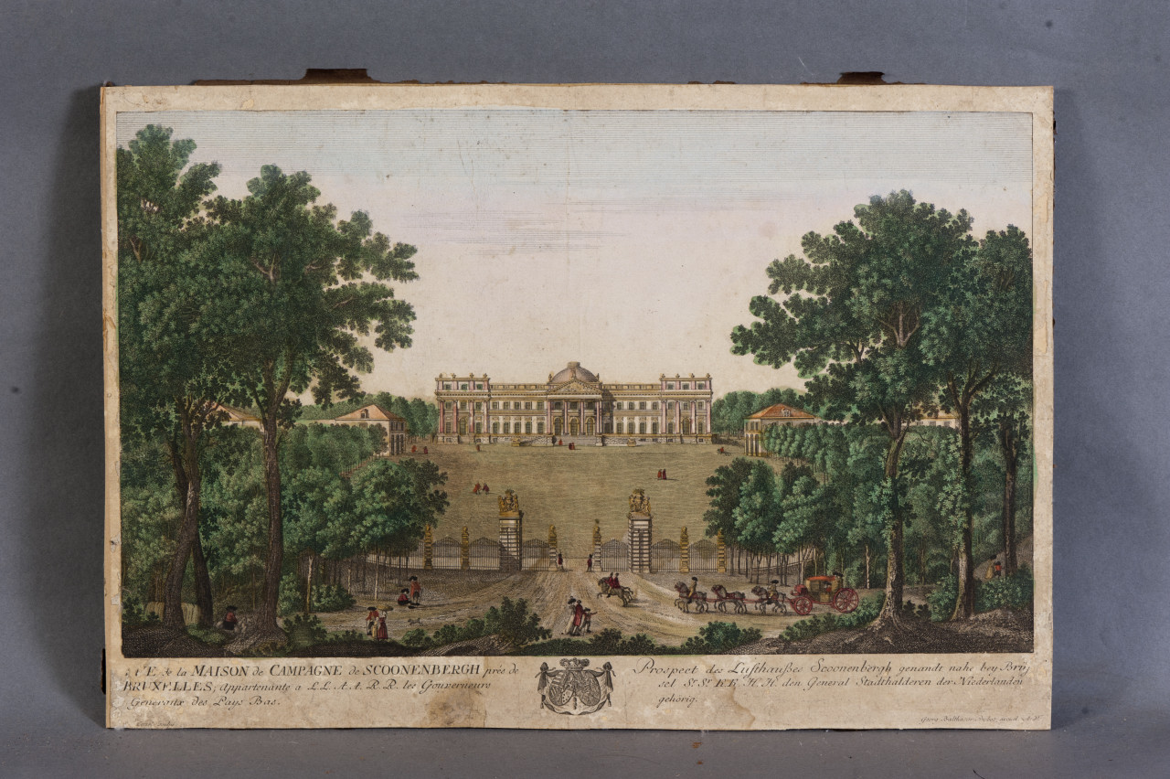 Veduta del Castello e del parco di Schonenberg (stampa) - ambito belga (ultimo quarto sec. XVIII)