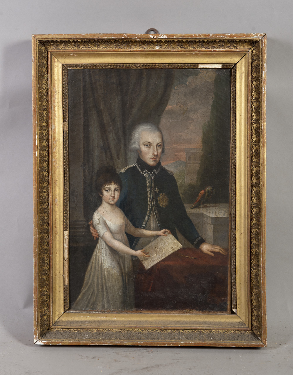 Ritratto di nobiluomo e fanciulla (dipinto, opera isolata) - ambito piemontese (fine/ inizio sec. XVIII)