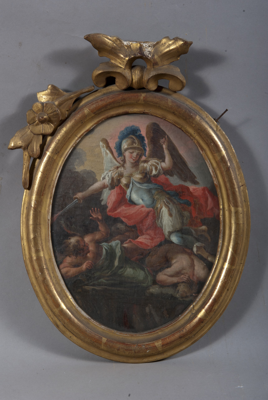 Minerva che sconfigge il vizio (dipinto, opera isolata) - ambito piemontese (seconda metà sec. XVIII)