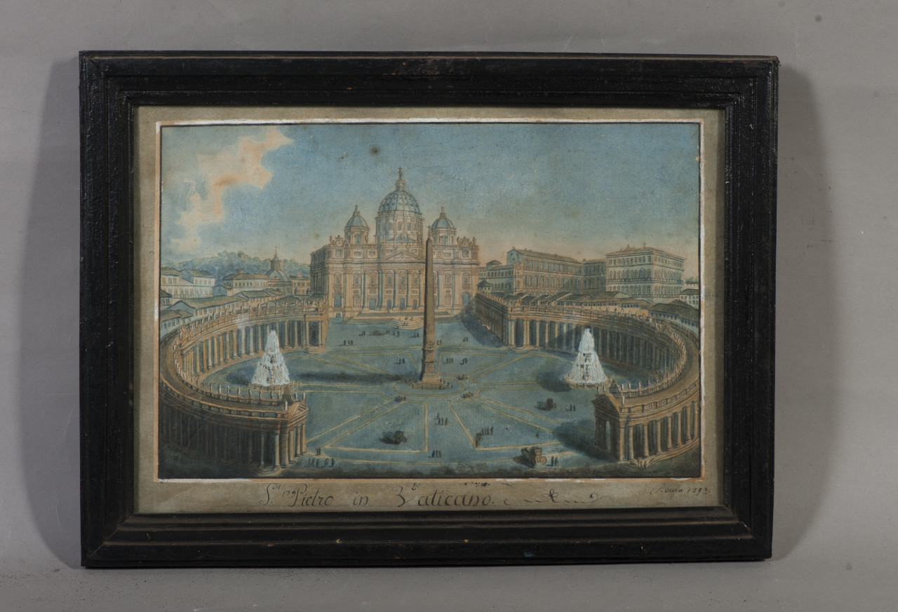 San Pietro in Vaticano, Veduta di Piazza San Pietro (disegno, opera isolata) - ambito piemontese (fine XVIII)