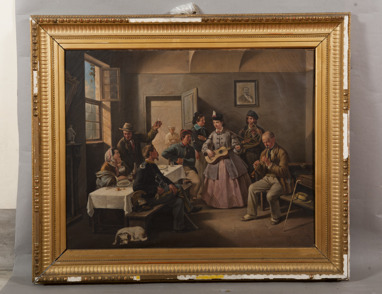 Osteria con suonatori ambulanti (dipinto, opera isolata) - ambito piemontese (seconda metà sec. XIX)
