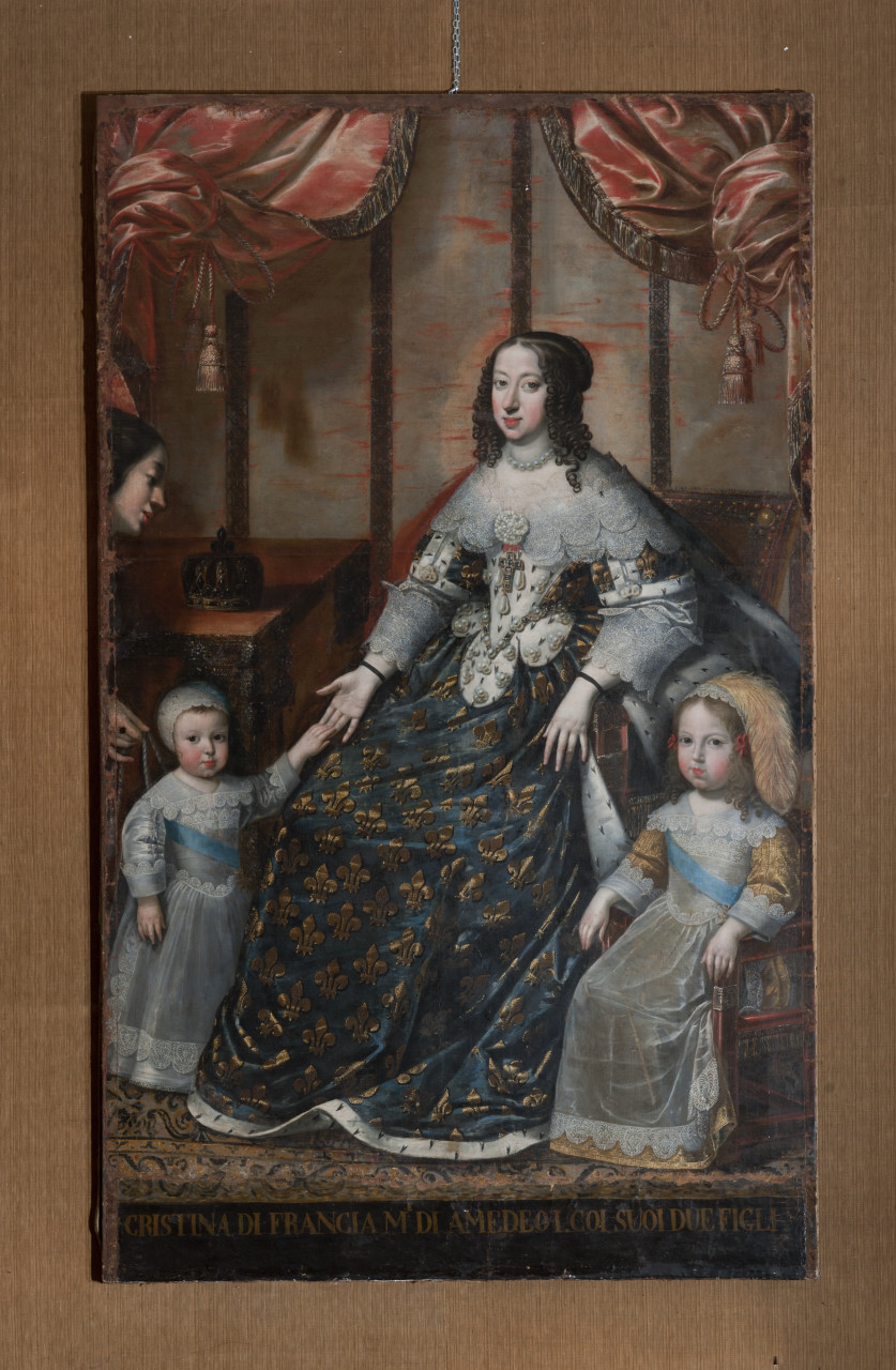 Cristina di Francia con due figli (dipinto, opera isolata) - ambito piemontese (secondo quarto sec. XVII)