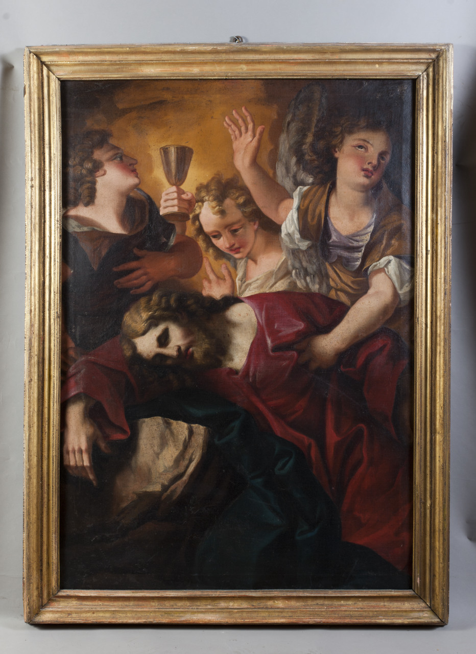 Gesù confortato dagli angeli (dipinto, opera isolata) - ambito Italia centro-settentrionale (fine/ inizio secc. XVII/ XVIII)