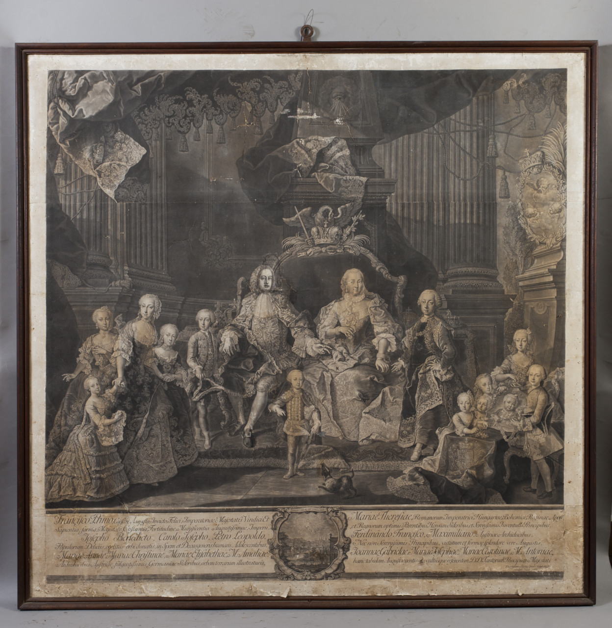 Ritratto di Maria Teresa d'Asburgo-Lorena e Francesco Stefano di Lorena con la loro famiglia (stampa) di Haid Johann Gottfried (terzo quarto sec. XVIII)