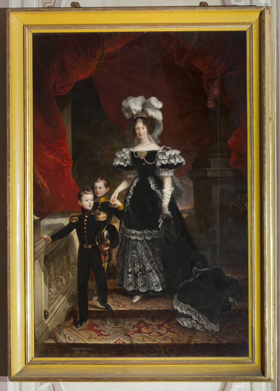 Ritratto di Maria Teresa d’Asburgo-Lorena Toscana con i figli Vittorio Emanuele e Ferdinando (dipinto, opera isolata) di Ferdinando Cavalleri (secondo quarto sec. XIX)