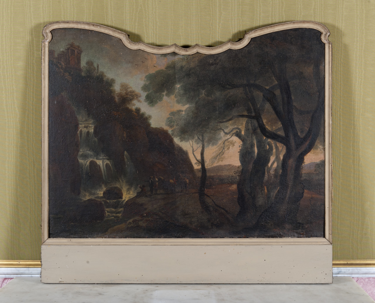 Paesaggio con cascata e viandanti (dipinto, opera isolata) - ambito Italia centro-settentrionale (seconda metà sec. XVIII)