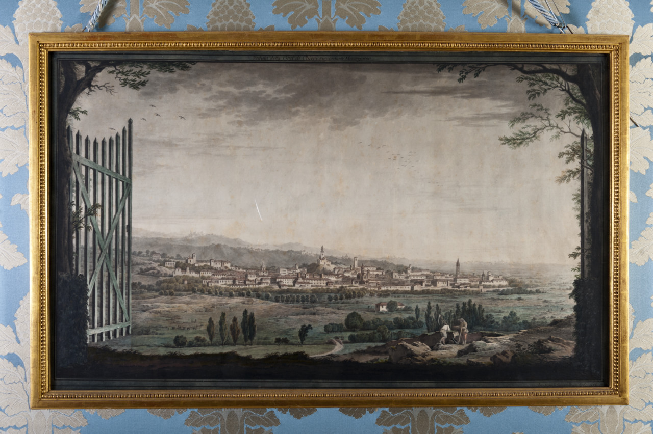 Veduta della città di Chieri (disegno, opera isolata) di Bagetti Giuseppe Pietro (ultimo quarto sec. XVIII)